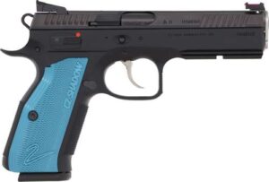 CZ CUSTOM SHADOW 2 ACCU BLUE 9MM 4.89 IN BBL BLACK W BLUE GRIPS 2/17RD MAGS