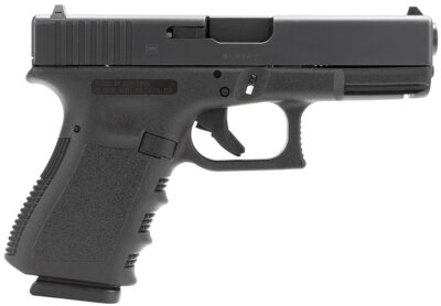 Glock PI1950203 G19 Gen3 Compact Frame 9mm Luger 15+1 4.02" Black Stainless Steel Barrel, Matte Black Serrated Steel Slide, Black Polymer Frame w/Picatinny Rail, Black Finger Grooved Grip Right Hand