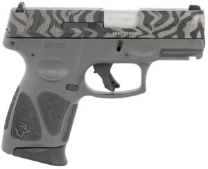 Taurus 1G3C931GZEB G3C  Compact Frame 9mm Luger 12+1 3.26" Matte Stainless Steel Barrel, Gray w/Zebra Stripes Serrated Steel Slide, Black Polymer Frame w/Picatinny Rail, Black Polymer Grip, Right Hand