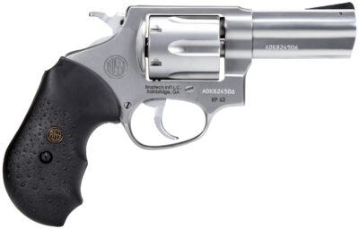 Rossi 2RP639 RP63  Small Frame 357 Mag 6 Shot, 3" Satin Stainless Steel Barrel, Cylinder & Frame, Black Textured Rubber Grip, Hammer Block Safety, Exposed Hammer