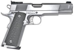 Rock River Arms PS2400 PS2400 Limited Match 45 ACP 7+1, 5" Stainless National Match Barrel, Brushed Chrome Serrated Steel Slide & Frame w/Beavertail, Black G10 Grip, Ambidextrous