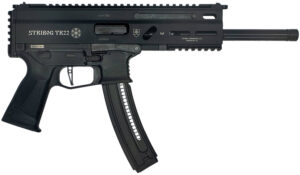Grand Power 8588005808606 TR22 Stribog 22 LR 25+1 8" Black Threaded Barrel, Black Picatinny Rail Receiver, Black Aluminum Frame w/Lower & Rear Picatinny Rail,  Black Polymer Grips