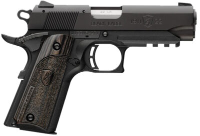 Browning 051817490 1911-22 Black Label Compact Frame 22 LR 10+1, 3.63" Stainless Steel Barrel, Matte Black Serrated Slide & Polymer Frame w/Beavertail & Picatinny Rail, Black Laminate Stippled Grip