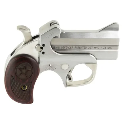 BOND ARMS TEXAS DEFENDER HGD 357/38 3 IN O/U SATIN FINISH BBL SS FRAME TRIGGER GUARD RWOOD GRIPS