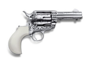 Cimarron PP346HUCKENG Huckleberry .45 Long Colt 3.5" Nickel Finish W/ Laser Engraving & Poly-Ivory Grip