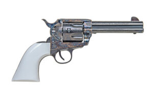 Traditions Firearms SAT73-113BTM 1873 Single Action Revolver Bill Tilghman Model .357 Magnum 6 Rounds 4.75" Nickel/Color Case Hardened/White Polymer Grips