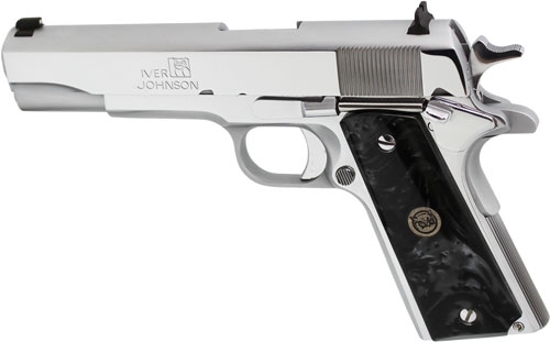 IVER JOHNSON 1911A1 45ACP 5" - FS 8RD CHROME BLK PEARL GRIPS