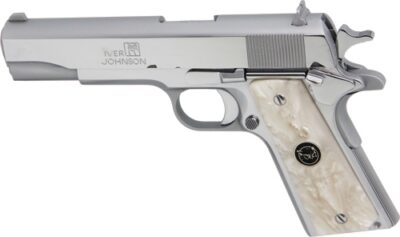 IVER JOHNSON 1911A1 45ACP 5" - FS 8RD CHROME WHITE PEARL GRIP - Image 2