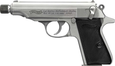 WAL PP SD 32ACP THREADED SS BLK PANEL GRIPS 2 8RD