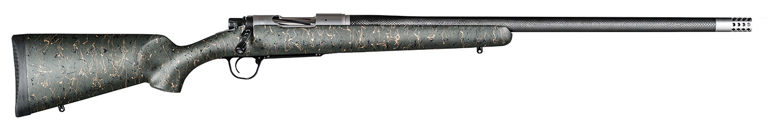Christensen Arms CA10299414413 Ridgeline 308 Win 4+1 24" Carbon Fiber/Threaded Barrel, Natural Stainless, Green with Black/Tan Webbing Stock