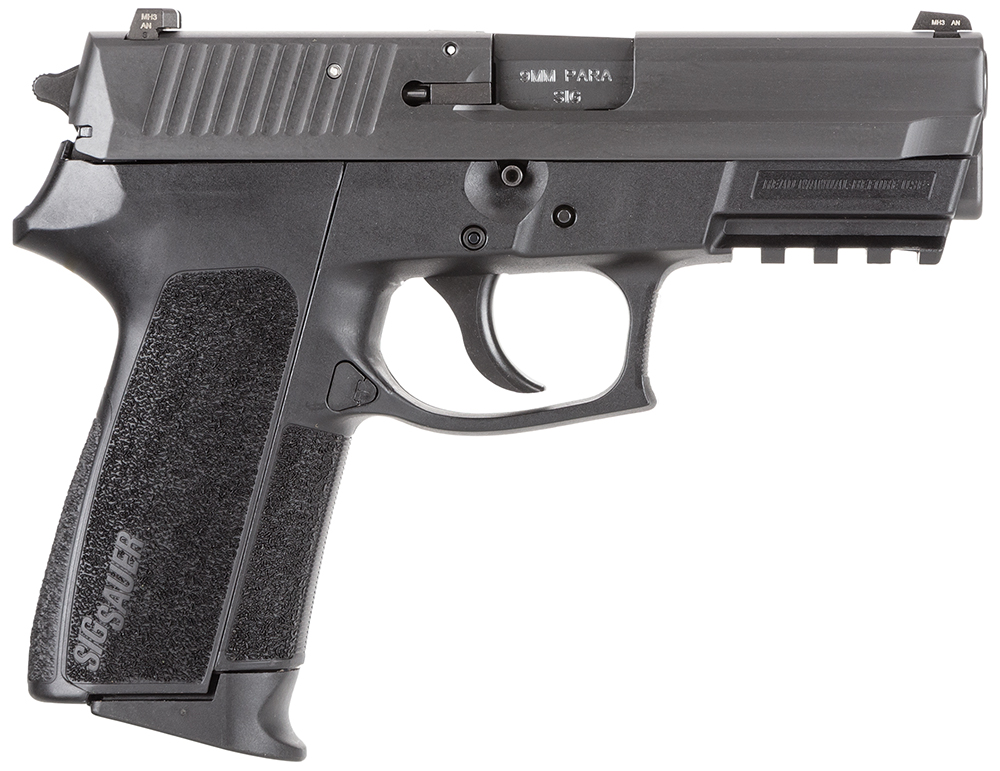 Sig Sauer E20229BSS SP2022 Carry 9mm Luger Caliber with 3.90" Barrel, 15+1 Capacity, Overall Black Finish, Picatinny Rail Frame, Serrated Nitron Stainless Steel Slide & Black Polymer Grip