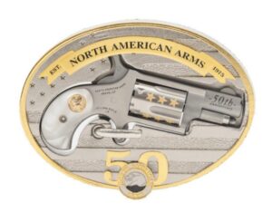 NAA 50TH ANNIVERSARY 22LR WITH BELT BUCKLE GOLD ZERCONIUM WITH 50TH ANNIVERSARY INLAY NAA-22LR-BBO-50