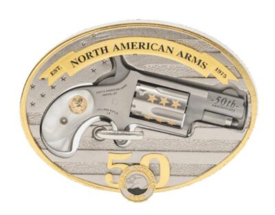 NAA 50TH ANNIVERSARY 22LR WITH BELT BUCKLE GOLD ZERCONIUM WITH 50TH ANNIVERSARY INLAY NAA-22LR-BBO-50