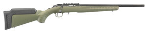 Ruger 8334 American Rimfire  Sports South Exclusive Full Size 22 LR 10+1 18" Satin Blued Threaded Barrel, Satin Blued Steel Receiver w/Scope Rail, OD Green Synthetic Adjustable Stock, Right Hand
