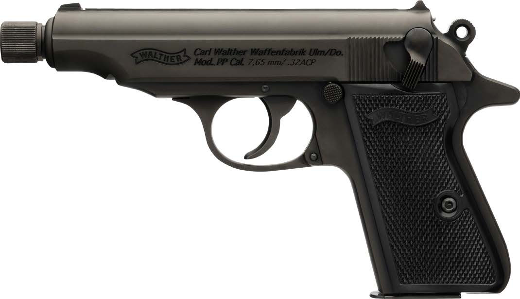 WAL PP SD 32ACP THREADED BLK WITH PANEL GRIP 8RD