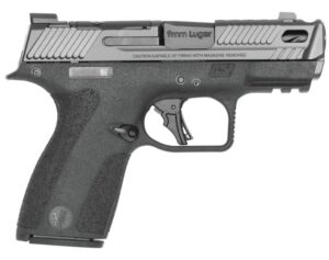 SMITH & WESSON PC M&P 9 SHIELD X CARRY COMP 9MM 3.6IN BARREL 15RD BLACK NO THUMB SAFETY FLUTED PORTED BARREL OPTIC READY NIGHT FRONT SIGHT 14269