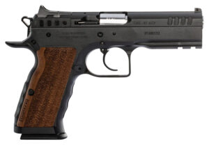Tanfoglio IFG TFSTOCKI45 Defiant Stock I 45 ACP Caliber with 4.50" Barrel, 10+1 Capacity, Overall Black Finish Steel, Picatinny Rail/Beavertail Frame, Serrated Slide & Wood Grip