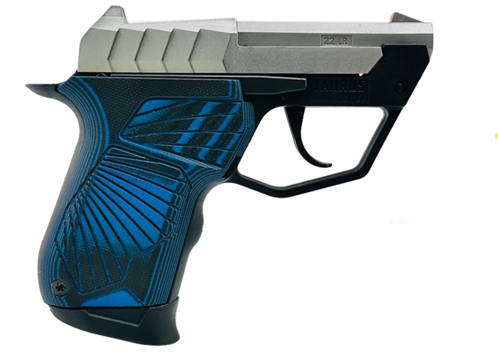 TAURUS TUC 22LR 2.5IN BARREL 9RD STAINLESS BLUE G10 GRIPS 1