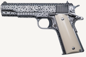 COLT GOVERNMENT 1911 SILVERADO 45ACP PISTOL FULL ENGRAVED/IVORY GRIP 7RD MAGAZINE 1-300 UNITS