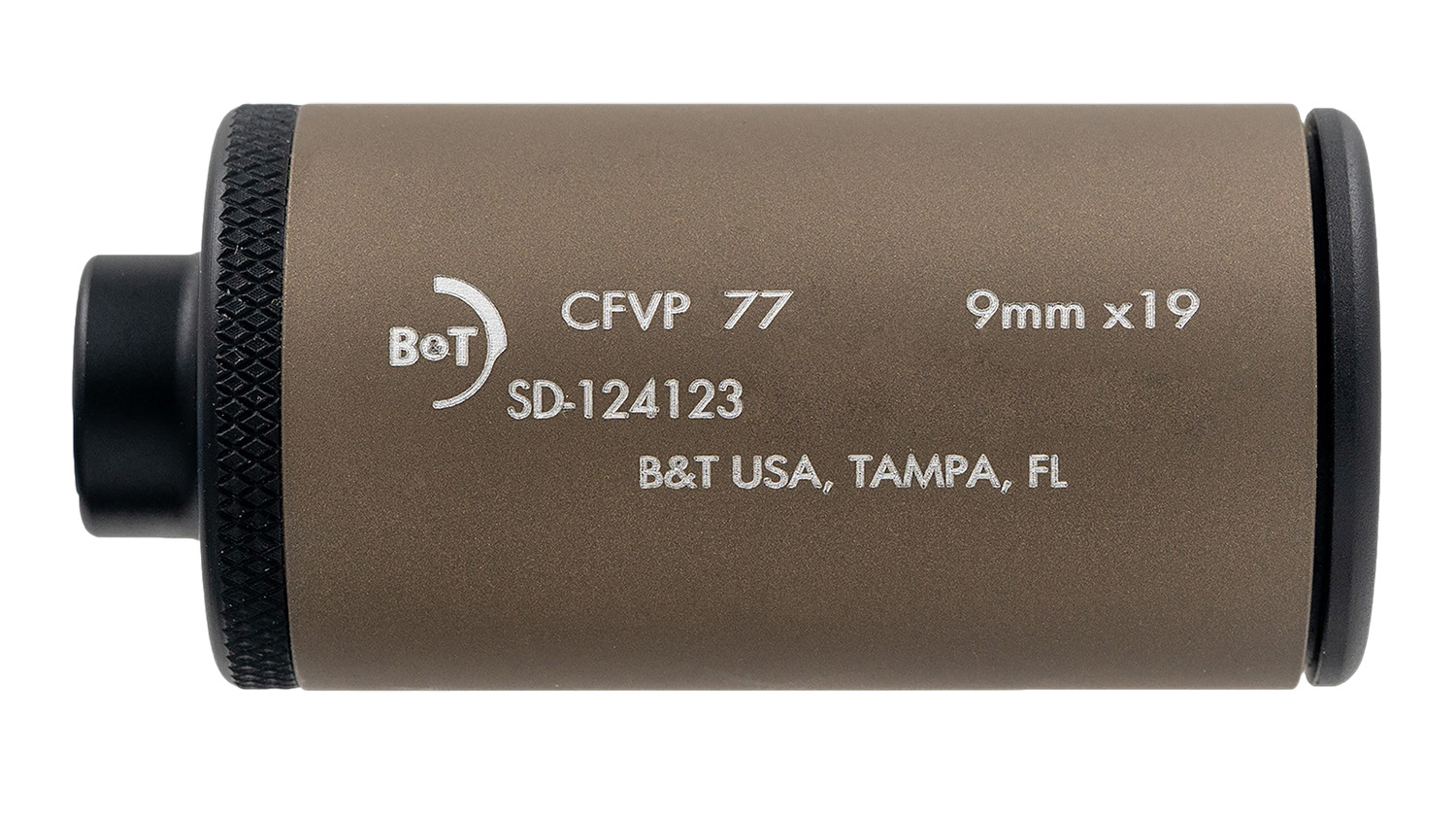 B&T Firearms SD-124123-US-JET-FDE DT Jet Mini Wipe Suppressor 9mm Coyote Tan 13.5x1 LH