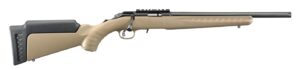 RUGER AMERICAN RIMFIRE 17 HMR 16IN THREADED BARREL 15RD SATIN BLUE/FDE MARKSMAN ADJ TRIGGER NO SIGHTS SCOPE RAIL  WITH STANDARD LENGTH OF PULL MODULE 8371