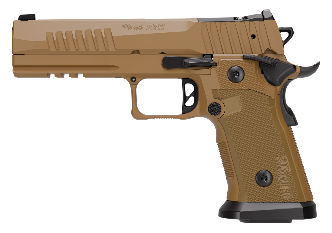 SIG SAUER P211 GT5 COYOTE HGA 9MM 5IN BULL BBL SIGLOC OR XRAY3 SIGHTS G10 GRIP 1-17RD& 2-21RD MAGS - Image 5